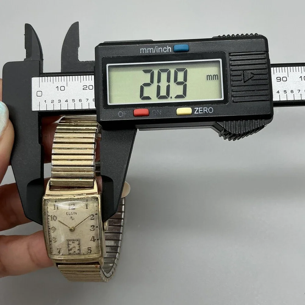 Vintage Elgin Mens Watch 21mm Tank 10K Gold Filled Expansion Band Manual
